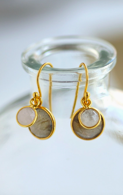 FELIX Z Labradorite and Moonstone Gold Earrings