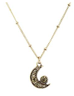 Baked Beads Crystal Moon Necklace