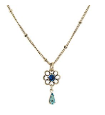 Baked Beads Crystal Drop Flower Necklace