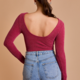 GILLI Long Sleeve Scoop Neck Ribbed Bodysuit