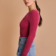 GILLI Long Sleeve Scoop Neck Ribbed Bodysuit