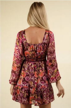 Very J Lacetrim Detail Printed Mini Dress