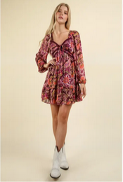 Very J Lacetrim Detail Printed Mini Dress