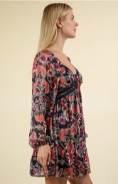 Very J Lacetrim Detail Printed Mini Dress