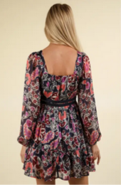 Very J Lacetrim Detail Printed Mini Dress