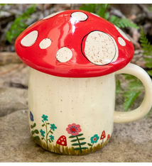 Natural Life Lidded Mug Grow Own Way Mushroom