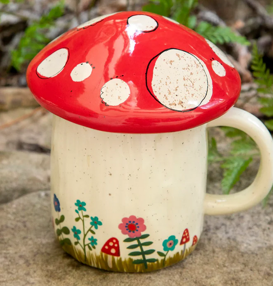 Natural Life Lidded Mug Grow Own Way Mushroom