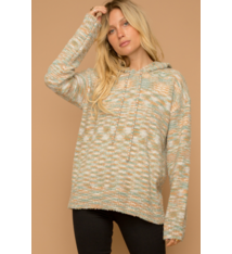 Hem & Thread TRI-COLOR FUZZY PULLOVER HOODIE