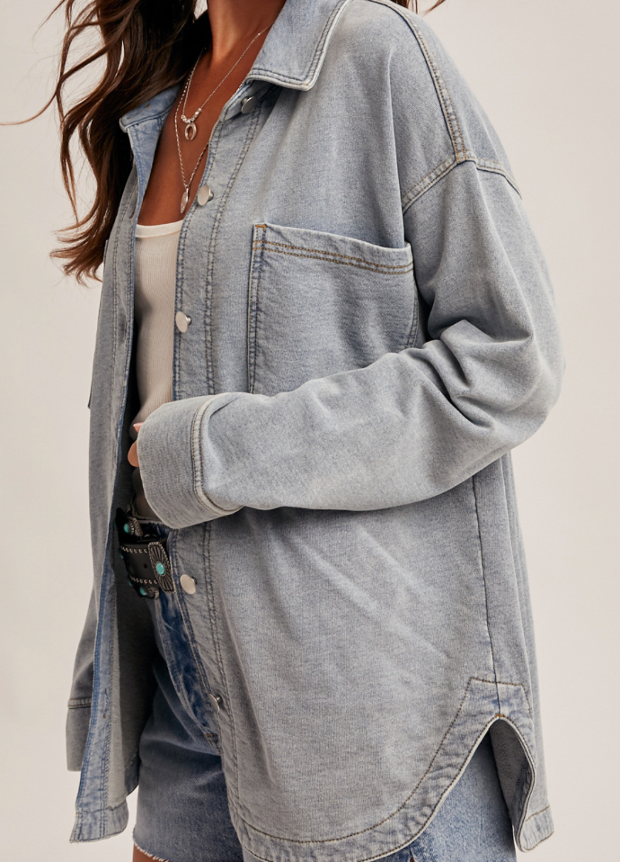 Hem & Thread KNIT DENIM SHACKET