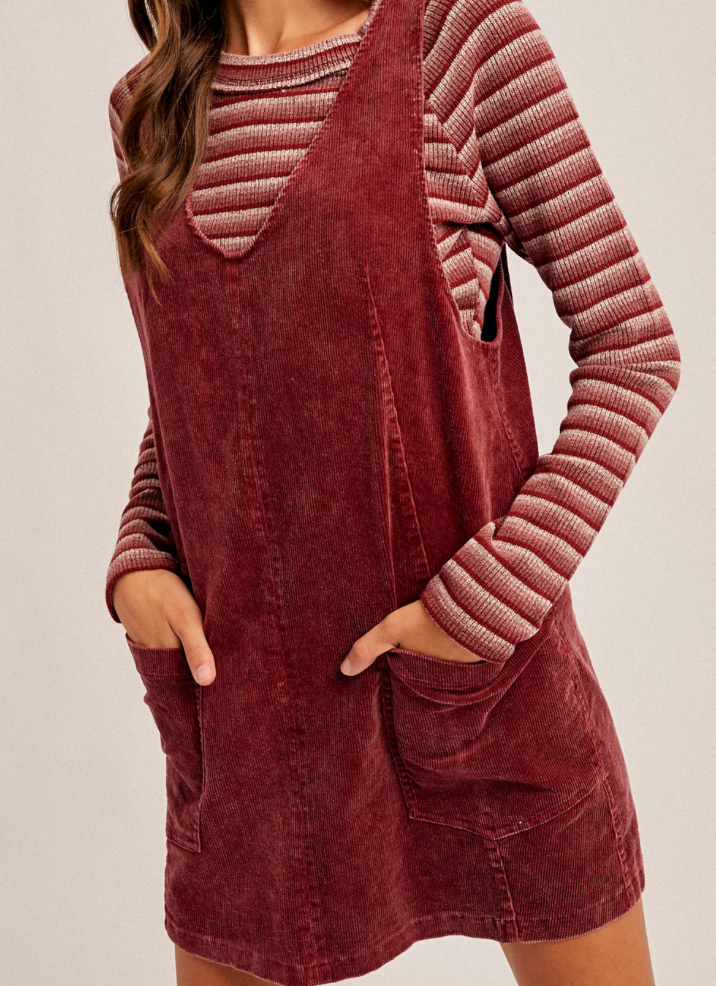 Hem & Thread SNOW WASH CORDUROY PINAFORE DRESS