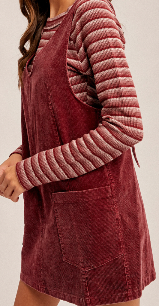 Hem & Thread SNOW WASH CORDUROY PINAFORE DRESS