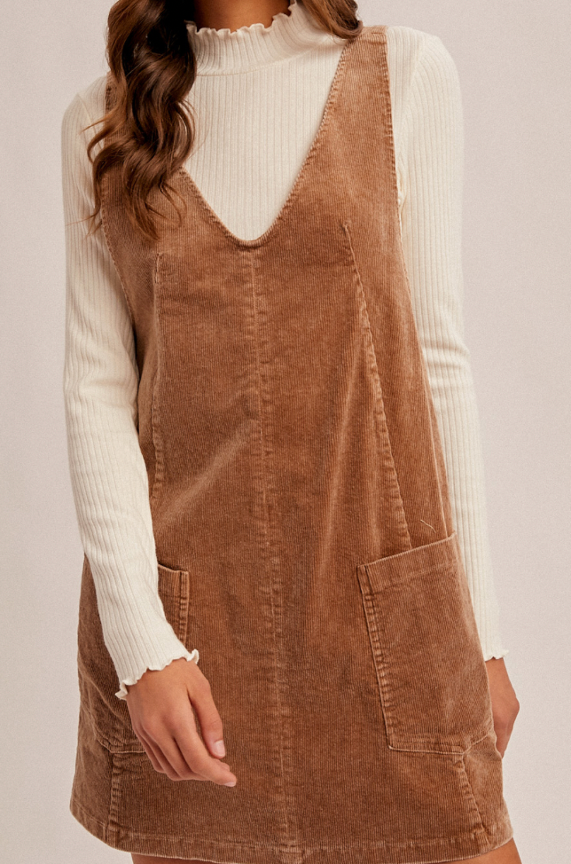 Hem & Thread SNOW WASH CORDUROY PINAFORE DRESS