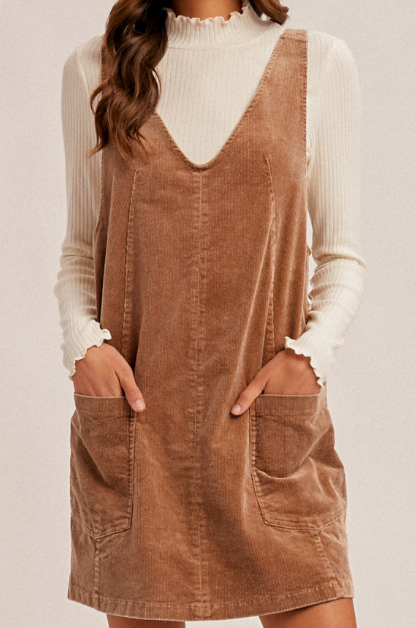 Hem & Thread SNOW WASH CORDUROY PINAFORE DRESS