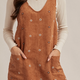 Hem & Thread FLORAL EMBROIDERED CORDUROY PINAFORE DRESS