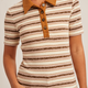Hem & Thread RIB CONTRAST STRIPE POLO TOP