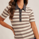 Hem & Thread RIB CONTRAST STRIPE POLO TOP