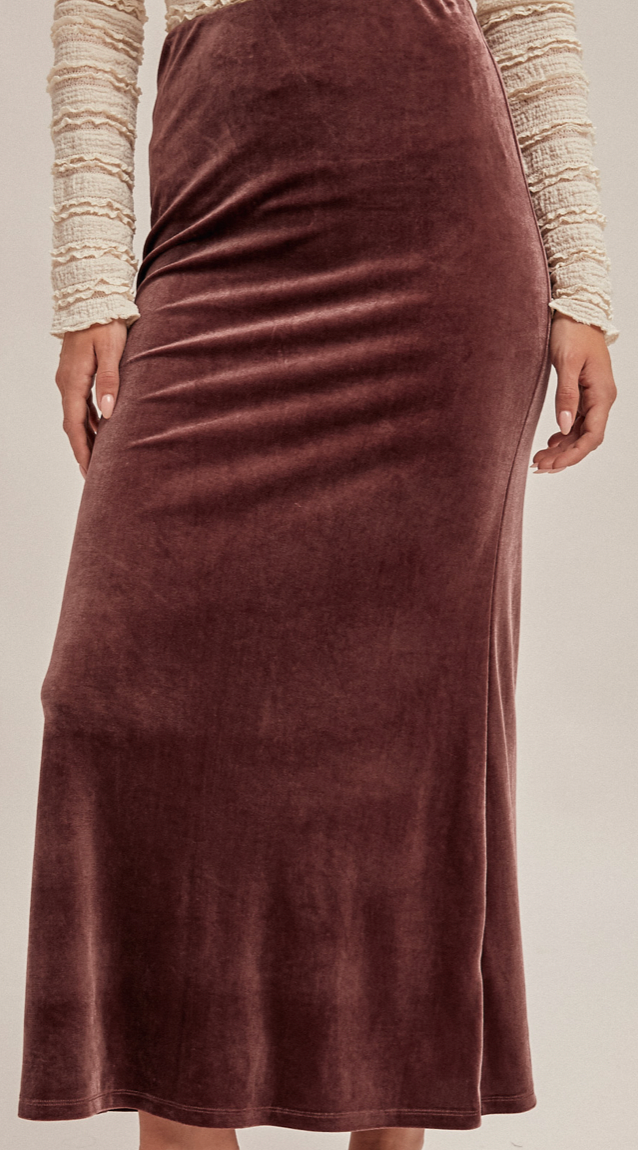 Hem & Thread PULL-ON VELVET MAXI SKIRT