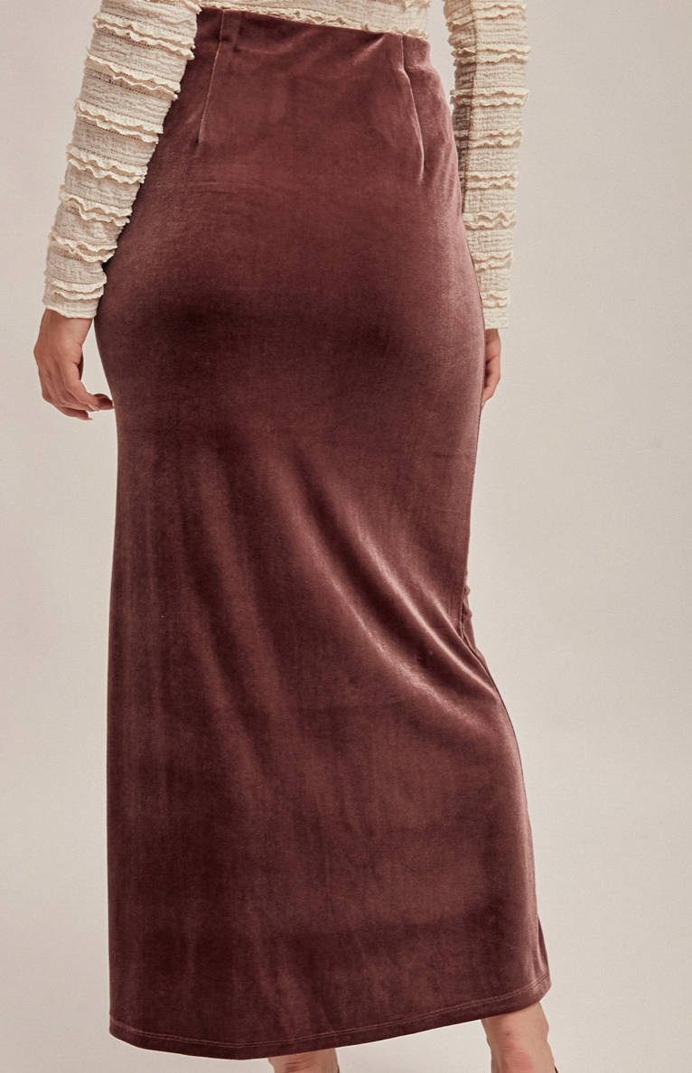 Hem & Thread PULL-ON VELVET MAXI SKIRT