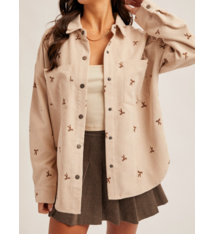 Hem & Thread BOW EMBROIDERY CORDUROY SHIRT