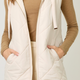 Mystree Quilted Puffer Long Hoodie Vest- Ivory