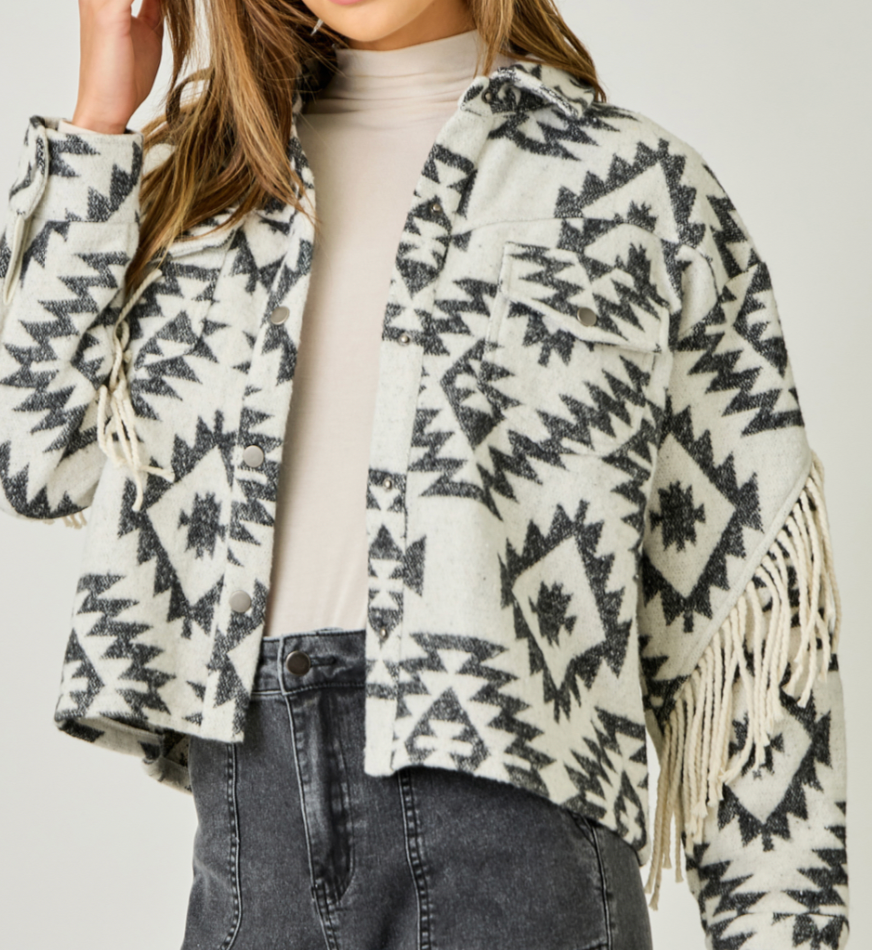 Mystree Aztec Fringe Jacket