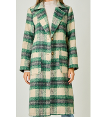 Mystree Green Plaid Long Coat