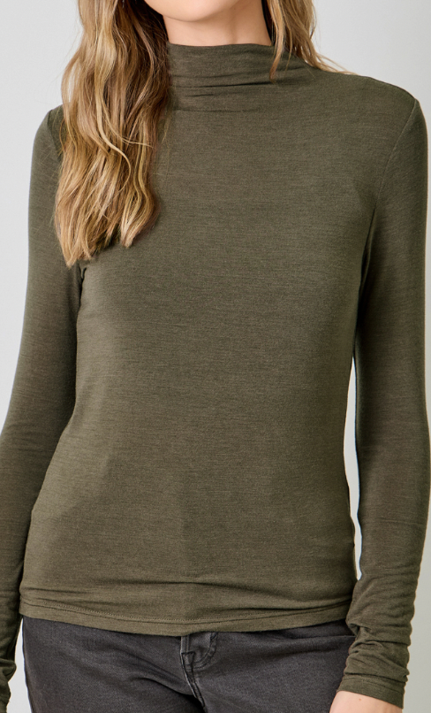 Mystree Mock Neck L/S Top- ASH