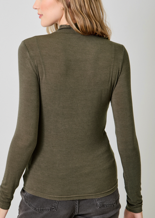 Mystree Mock Neck L/S Top- ASH