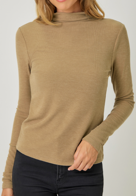 Mystree Knit Mock Neck -Latte
