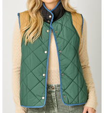 Mystree Color Blocked Vest- Green