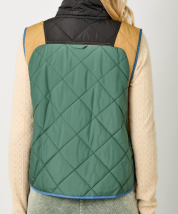 Mystree Color Blocked Vest- Green