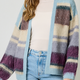 Mystree Color Blocked Open Sweater- Blues
