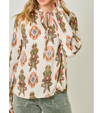 Mystree Printed Peasant Blouse