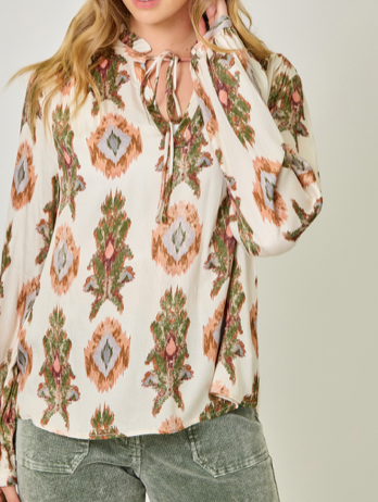 Mystree Printed Peasant Blouse
