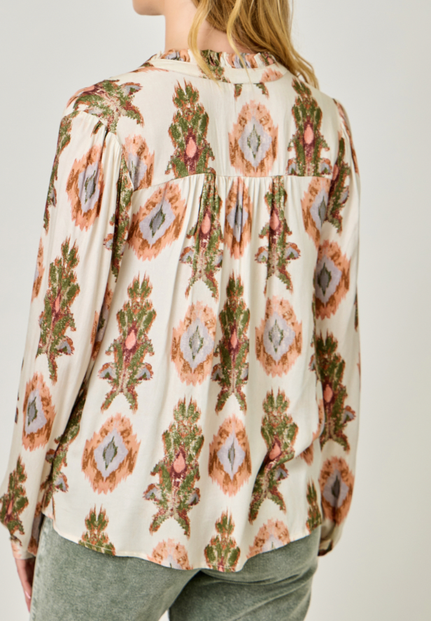Mystree Printed Peasant Blouse