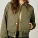 Mystree Quilted Bomber Jacket- Olive
