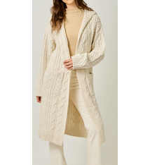 Mystree Open Long Hooded Cardigan- Almond