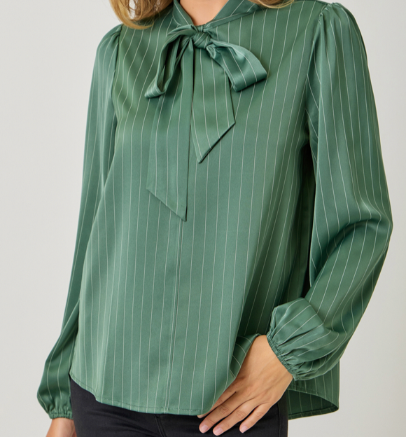 Mystree Ribbon Tie Stripe- Green
