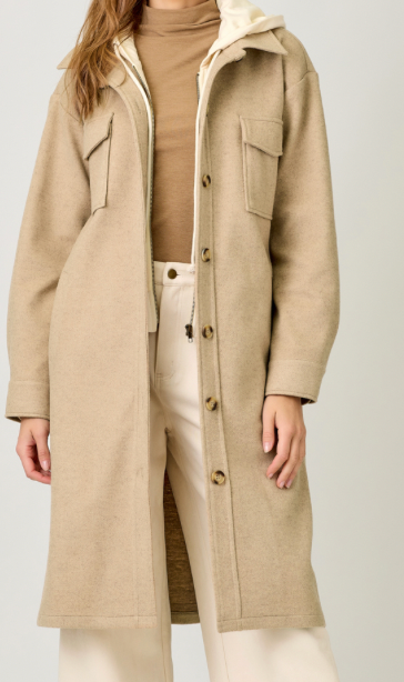 Mystree Twofer Hoodie Solid Coat