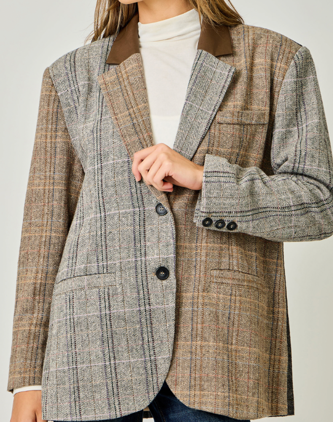 Mystree Freckled Herringbone Oversized Jacket