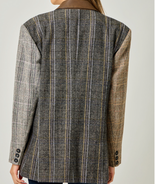 Mystree Freckled Herringbone Oversized Jacket