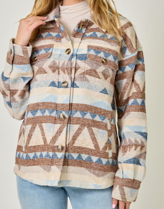 Mystree Aztec Shirt Jacket
