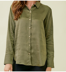Mystree Button Down Silk Relaxed Shirt