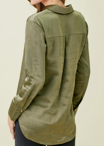 Mystree Button Down Silk Relaxed Shirt