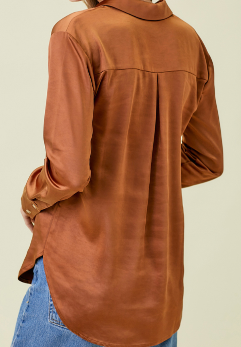 Mystree Button Down Silk Relaxed Shirt