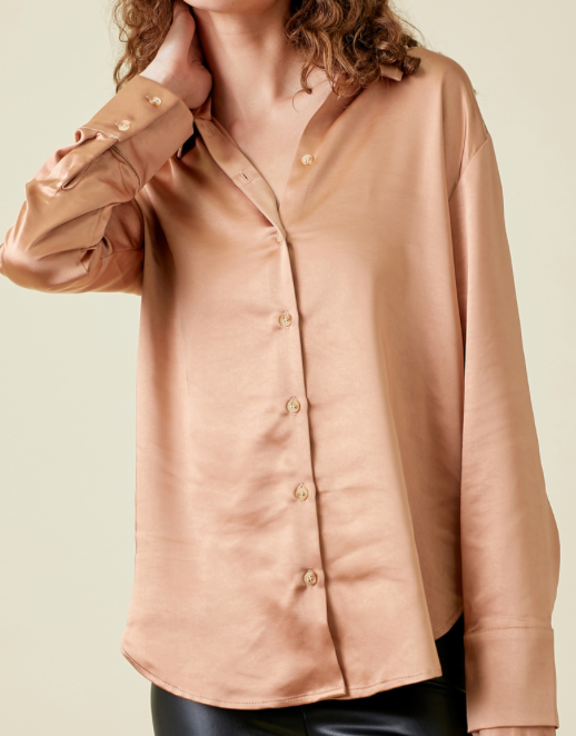 Mystree Button Down Silk Relaxed Shirt
