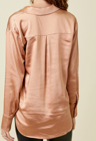 Mystree Button Down Silk Relaxed Shirt