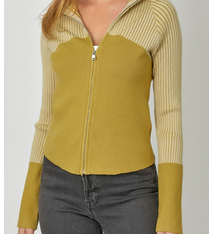 Mystree Fitted Mock Neck Zip Up Sweater