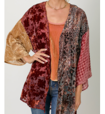 Mystree Mixed Print Burn-Out Wrap Kimono
