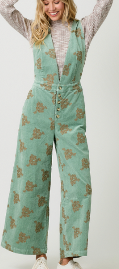 Mystree Embroidered Corduroy Jumpsuit